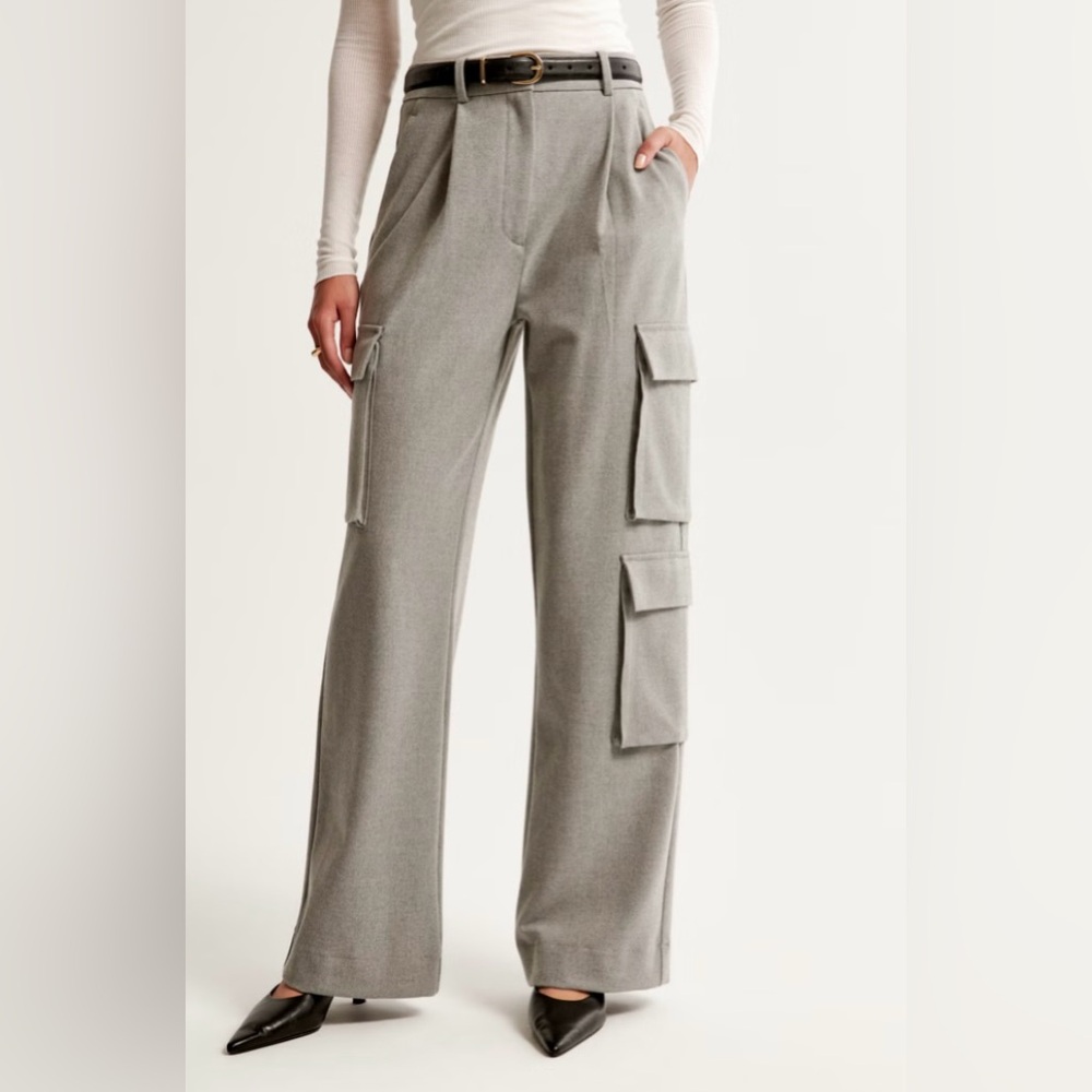 Abercrombie & Fitch Brushed Suiting Tailored Cargo Wide Leg Pant - Size 27